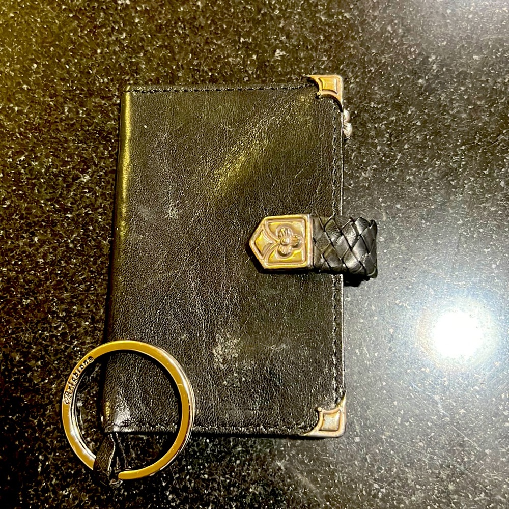 BRIGHTON black pebbled leather key holder case wallet
